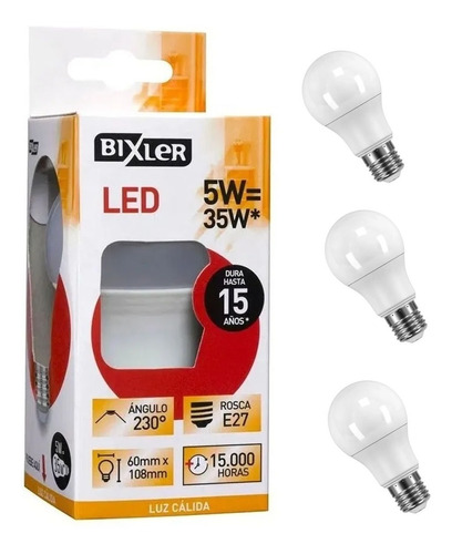 Lampara Led X4 Bajo Consumo 5w E27 Bulbo Luz Fria / Calida