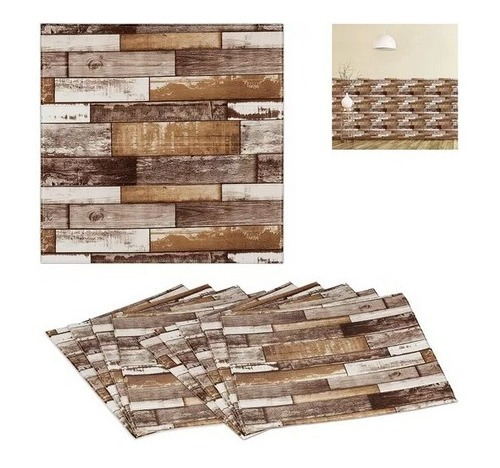 Pared Decorativa Autoadhesiva 3d X 10 Placas Madera Dlo