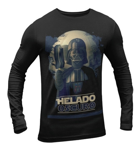 Polera Manga Larga Star Wars Dark Vader Algodon Estampado In