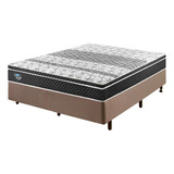 Box Casal Linho Marrom 138x188 + Colchão Gransleep Ecoflex