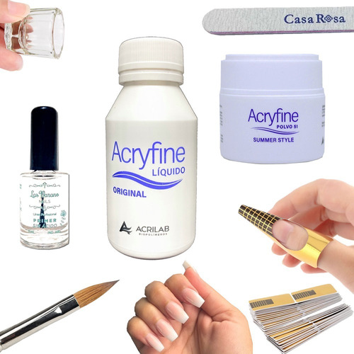 Kit Completo Para Uñas Acrílicas Monómero Polímero Acrifine