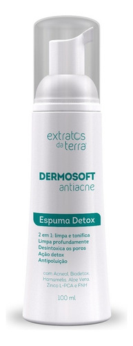 Espuma Detox Dermosoft Antiacne 100ml Extratos Da Terra Tipo De Pele Acneica