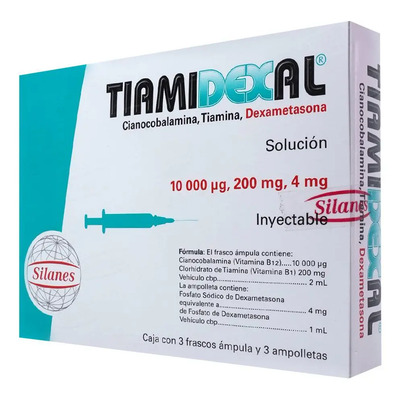 Tiamidexal Solución Inyectable, 3 Frascos Ámpula 2 Ml + 3 Ampolletas 1 Ml | Envío gratis