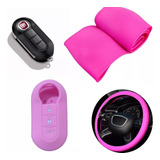 Cubre Volante + Funda Llave Silicona - Fiat Palio Mobi Rosa