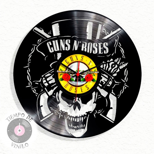 Reloj De Pared Elaborado En Disco Lp Ref. Guns And Roses