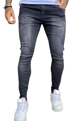 Calça Jeans Super Skinny Masculina Lycra Justa Corpo Rasgo