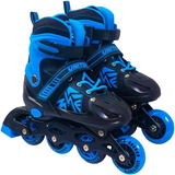 Patins Infantil Inline C/ 4 Rodas Azul/preto 34-37