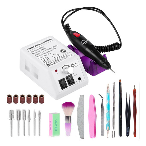 Torno Para Uñas Profesional Manicura Pedicuria + Kit Gadnic