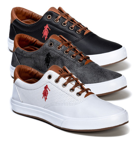 Kit 3 Pares Sapatenis Masculino Polo Way Tenis Barato Lindo