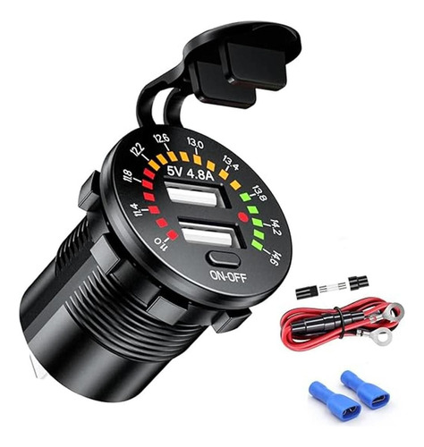 Imestou Cargador De Coche Dual Usb 4.8a Impermeable Con