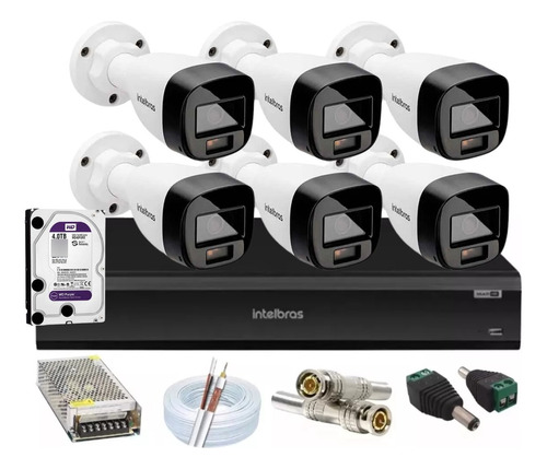 Kit Intelbras 6 1220b Full Color Dvr Imhdx 3008 C/4tb Purple