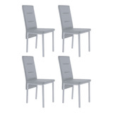 Silla Living Comedor Cocina Set X4 Tapizada Niviko Reforzada Estructura De La Silla Gris Asiento Gris Diseño De La Tela Cuero Sintético