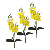 Kit 3 Orquídea Flor Artificial Decorativa Com Folha Realista