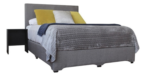 Base Cama Urban Matrimonial - Base + Cabecera + 2 Buros Color Gris Claro