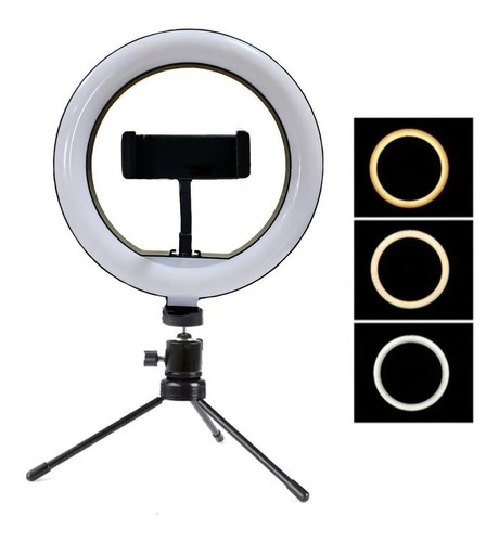 Aro De Luz Iluminador 20cm Com Tripé Ring Light Live Selfie