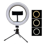 Aro De Luz Iluminador 20cm Com Tripé Ring Light Live Selfie