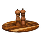 Lazy Susan De Madera De Teca 3bros, 40 Cm De Diámetro