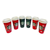 Set 6 Vasos Starbucks Reusables Holidays Cambia Color Hot 