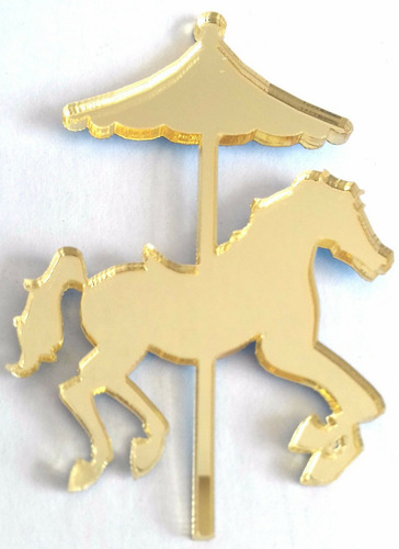 Aplique Cavalo Acrilico Espelhado Dourado 20 Peças