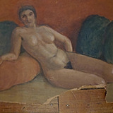 Pintura Oleo Antiguo Desnudo Femenino Mujer Sobre Cartón 