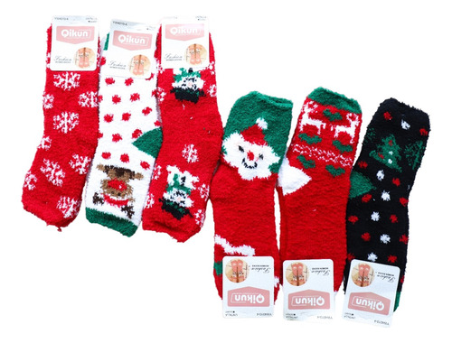 6 Pares De Calcetines Terciopelo Para Mujer, Navideñas