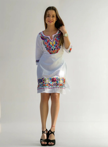 Vestido Artesanal Bordado Mexicano Regalo Dama Magalhy | Envío gratis