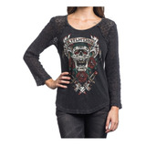 Blusa Affliction Screamin Roses Ml Dama Chica