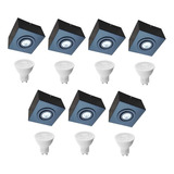 Kit 7 Spot Sobrepor Teto Laje Beiral + Led 6,5w Luz Quente