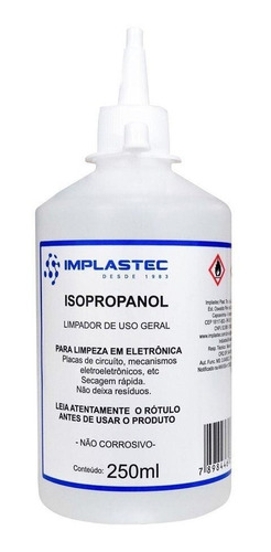 4x Álcool Isopropilico Puro 99,8% 250 Ml Limpador Implastec
