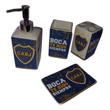 Set De Baño Ceramica Dispenser Jabon Portacepillo Boca River