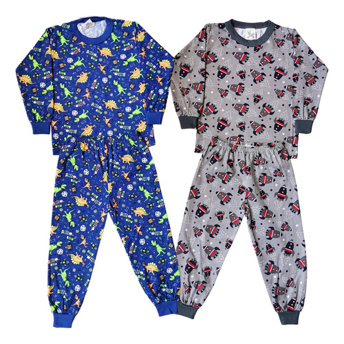 Kit C/ 2 Pijama Infantil Inverno Frio Menino Longo 202020-2