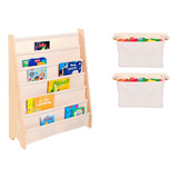 Rack Para Livros Infantil Montessori + Organizador Pocket 2