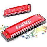 Armónica C/funda East Top Harmonica Clave C 10a - Rojo