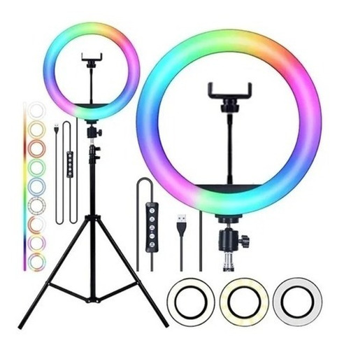 Ring Light Anel Luz Led Celular Tripé 10 Pol + Suporte Mesa