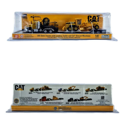 Tráiler Lowboy Con Maquinaria Cat Esc 1:87 Modelos Color Tráiler Cat Ct 660 Day Cab Con Cat 163h Motoniveladora | Meses sin interés
