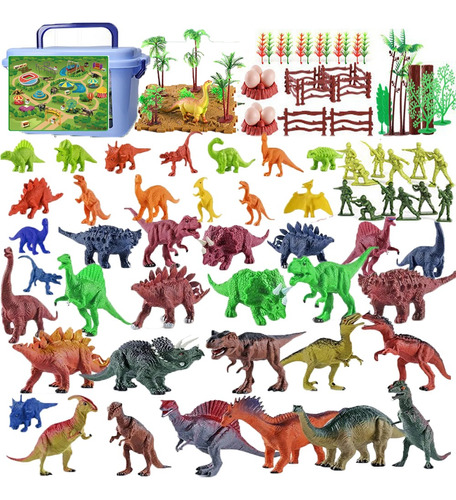104pcs Juguetes De Dinosaurios Niños Kit+ Mapa + Caja+ Arbol