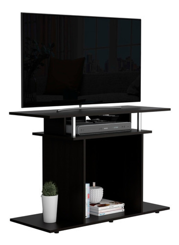 Mesa Tv Invy Wengué Madera Aglomerada Excelsior Color Negro