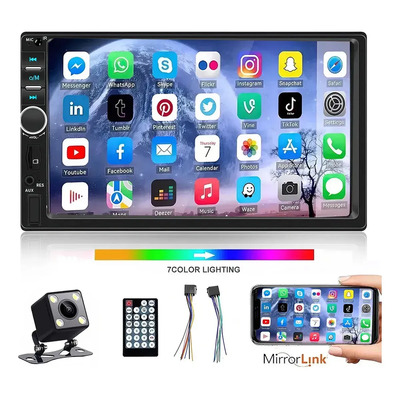 Auto Estéreo 2din 7 Pulgadas MP5 Táctil Mirrorlink Audio Vehiculos Estereo de Pantalla 7018 Con Bluetooth Fm Usb Aux Y Cámara Para Carro Reproductor Multimedia Auto Essgoo | Envío gratis