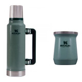 Set Mate Y Termo Stanley 1,4 Lts Verde Pico Cebador Original