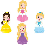 4 Adesivos Princesas Kids - Linha Infantil 15 Cm