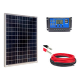 Kit Painel Placa Energia Solar 30wp Pwm 30a Cabo