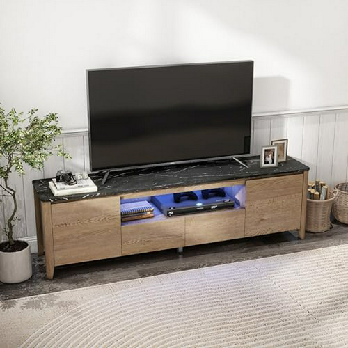 Mueble Tv Con Luces Led Compatible Con Tv De Hasta 80 .