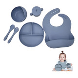 Kit Alimentación Bebe Niño Vajilla Silicona Plato Babero X 8