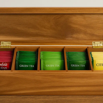 Caja Para Té De Madera 5 Compartimentos Sobres De Té 36 Cm Marrón | Meses sin interés