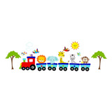 Vinil Decorativo Infantil Tren Con   Animales De La Selva