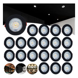 Kit 20 Spot Led Capa Preto 7w Direcionável Redondo