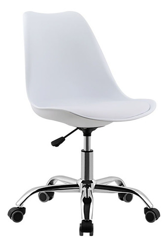 Silla Oficina Homeoffice Plástico Cromada Ruedas - Tulip X 2 Color Blanco