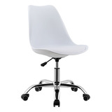 Silla Oficina Homeoffice Plástico Cromada Ruedas - Tulip X 2 Color Blanco