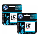 Kit De Cartuchos Hp 667 Negro Y 667 Tricolor Originales 