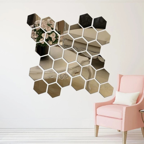 24 Espejos Pequeño Hexagonales Pegatina De Pared Decorativos